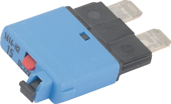 Fusible réinitialisation manuelle thermique 28V 15A longueur 34,4mm bleu E.T.A · réf. SI25115