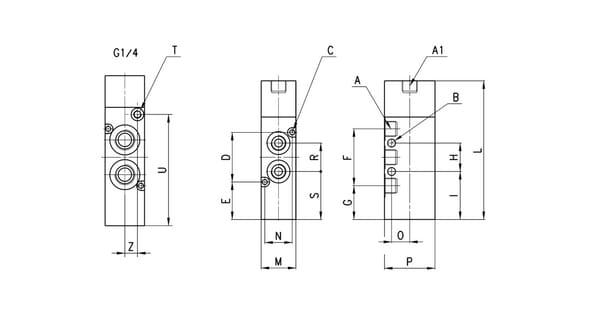 Distributeur 5/2, monostable vue 3