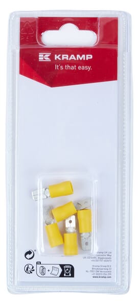 Cosse plate mâle, jaune 6,3x0,8mm - 4,0-6,0mm² (5) — réf. KRLA9320P05B
