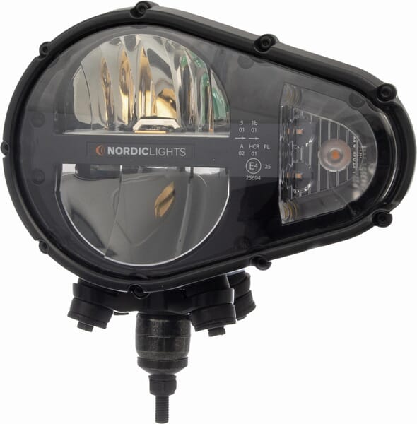 Phare LED, ovale gauche, 12/24 V, transparent, fixation par boulonnage, 233 x 110 x 193 mm, connecteur Deutsch 6 broches, double faisceau, Sculptor N6002 double par — réf. 9601222
