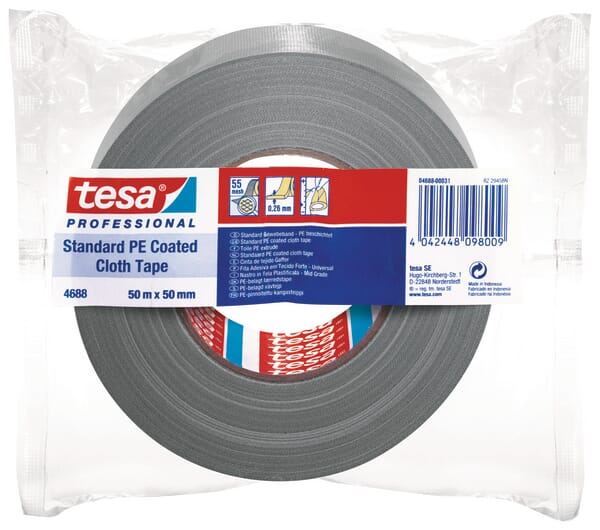 Textilní páska standardní s vrstvou PE, šedá, 50 m x 50 mm, TesaBAND®