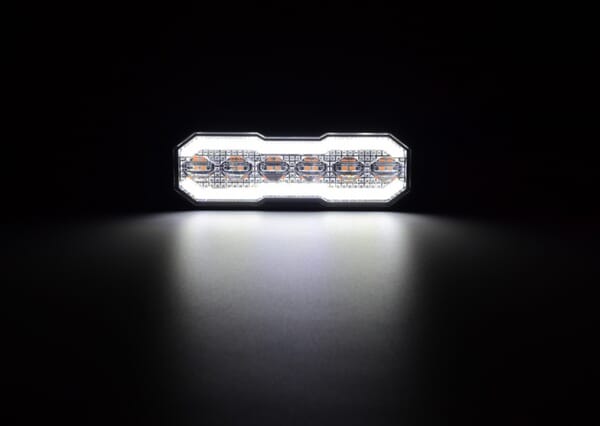 Feu clignotant / feu de position avant LED, rectangulaire, 12/24V, orange/blanc, 129x41x14mm, 12/42 LED,Kramp — réf. LA20165