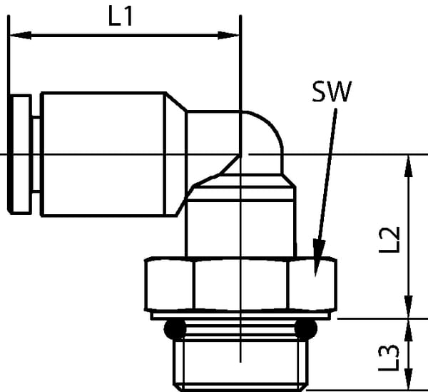Raccord enfichable L 4x1/4" vue 2