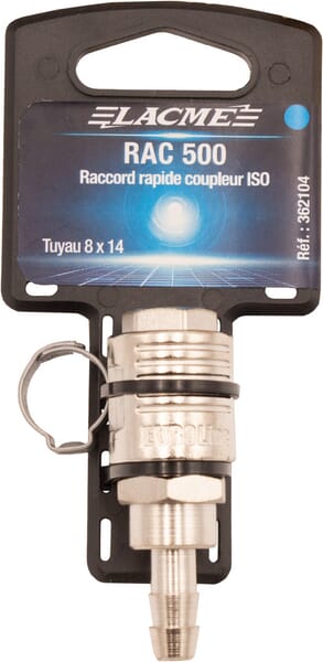 Coupleur ISO 6150 B 5,5 - Cannelé Tuyau Ø 8 mm + Collier de serrage · réf. 362104LAC