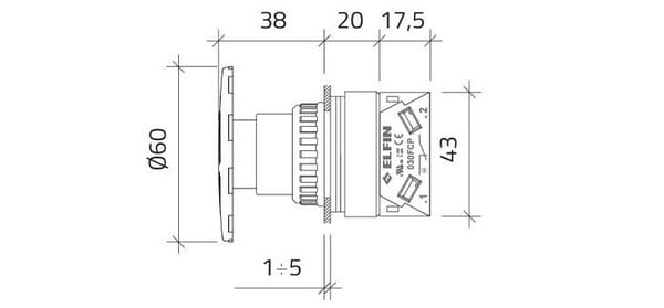 Bouton d'arret d'urgence 60mm vue 3