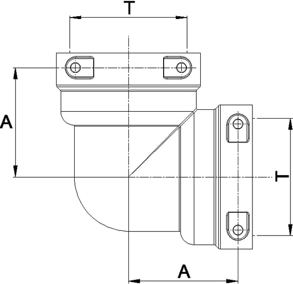 Coude 90° T5F/T5F vue 2