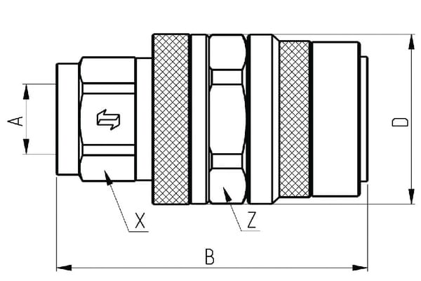Coupleur face plane fem 1" BSP vue 2
