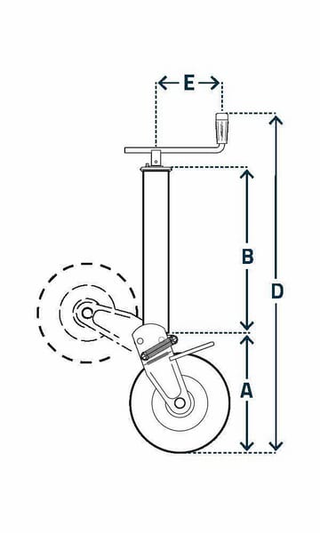 Roue jockey avec poignée horizontale 80x1000mm vue 2