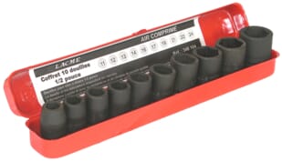 Coffret 10 douilles courtes 1/2" en chrome molybdène (11 à 24mm) · réf. 348104LAC