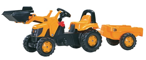 Tracteur à pédales avec chargeur frontal et remorque, JCB, à partir de 2,5 ans, rollyKid de Rolly Toys — réf. R02383