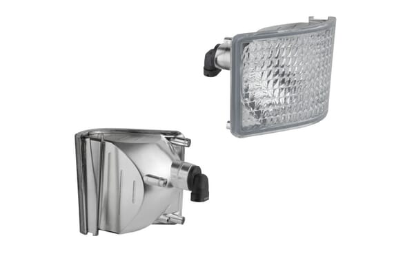 Feu de travail d'angle halogène, droit, 12V, 50W, carré, blanc, 98x110x111mm, prise PGJ13, Wesem — réf. LPRE56651