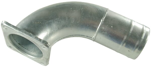 Oblouk 90° se čtyřhrannou přírubou a hadicovou přípojkou