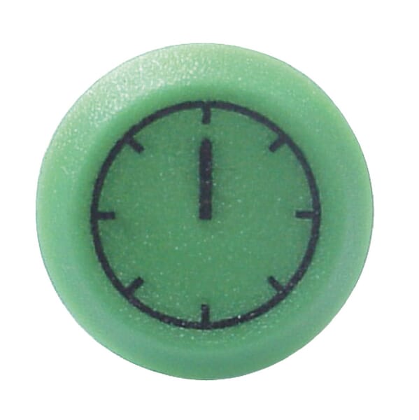 Interrupteur poussoir, affichage de l'horloge, rond, vert vue 2