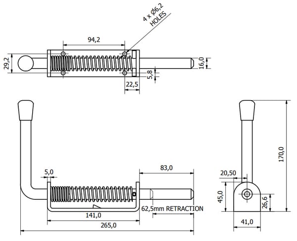 Verrou avec ressort 5/8"diam vue 3