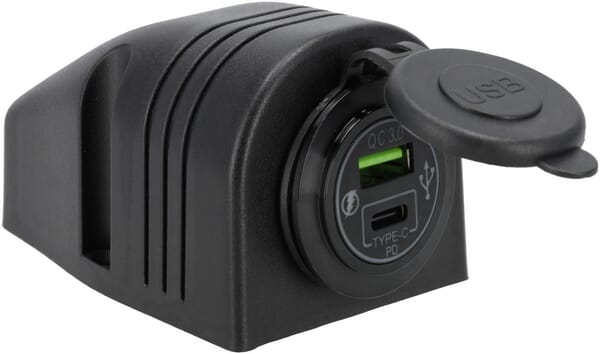 Prise USB-C + USB-A 12/24V montage en saillie · réf. GSM053