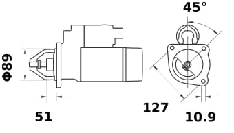 Démarreur 12V 4,2kW vue 2