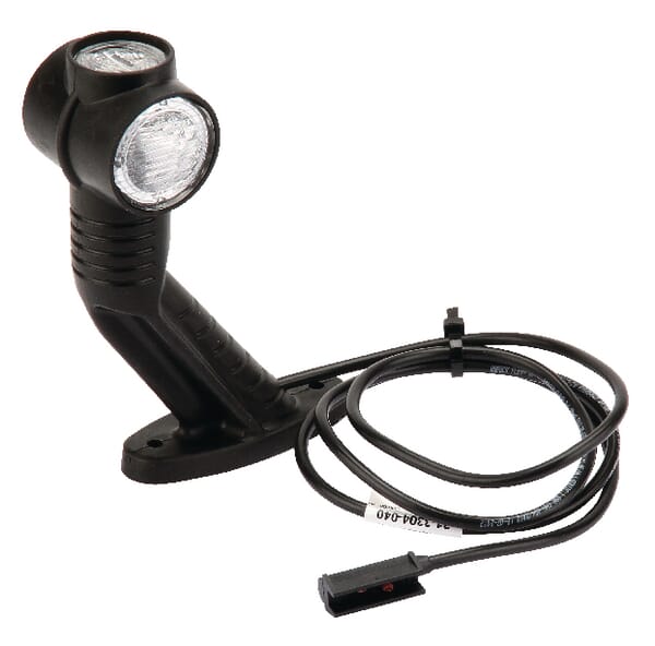 Feu de gabarit gauche LED, rond, 24V, rouge/blanc/orange, boulon sur fiche DC, Aspöck — réf. 313304047
