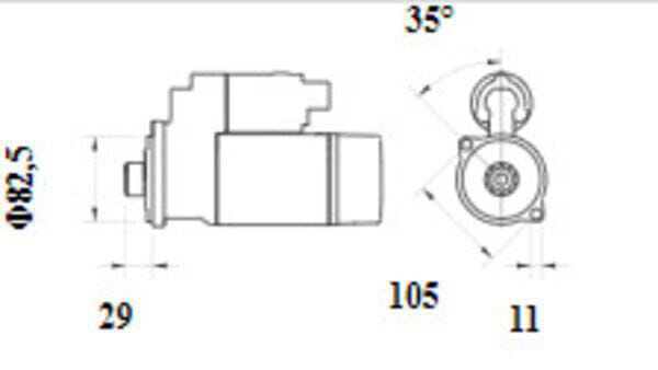 Démarreur 12V, 2,5kW, 9 dents, Mahle vue 2