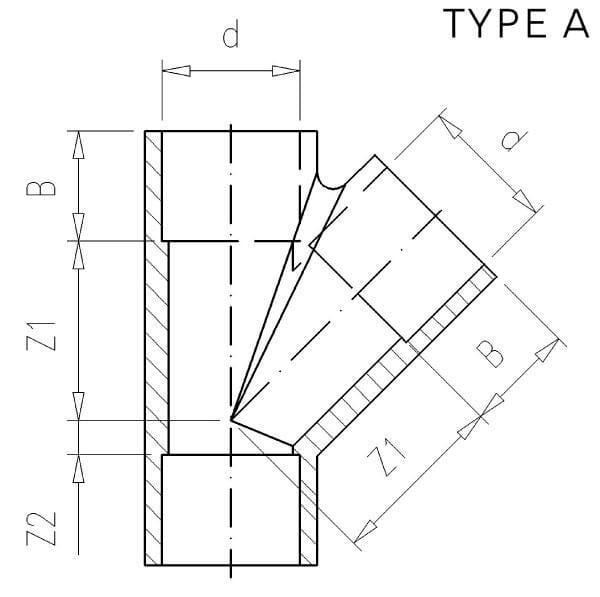 Pièce Y en PVC 63x63x63mm vue 2