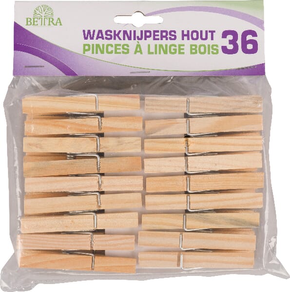 Dřevěné kolíčkové na prádlo, 36 ks