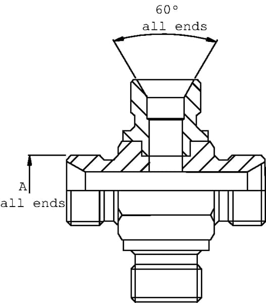 Union croix 1/4" BSP M vue 2