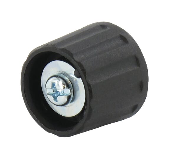 Bouton rotatif Ø21mm, axe 6mm, noir · réf. KNOP210