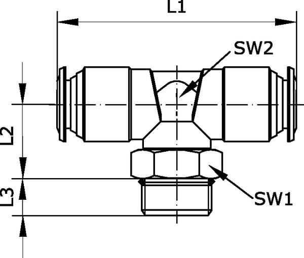 Raccord enfichable T 8x3/8" vue 2