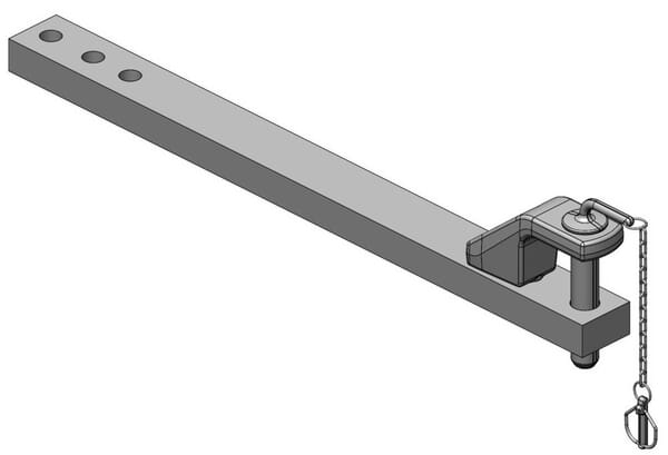 Barre d'attelage 90x50 L1085mm Cat. 3 diamètre 38mm ISO 6489-3 · réf. 108219840A34