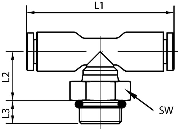 Raccord enfichable T 10x3/8" vue 2
