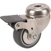 Stainless steel castor wheels with wheel brake, bolt hole attachment and wheel with rubber tread 50kg