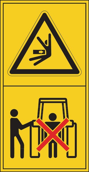 Příkazové a zákazové značky, Quetschgefahr (Nebezpečí přimáčknutí)