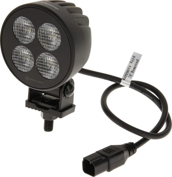 Phare de travail LED, 24W, 2556lm, ronde, 12/24V, blanche, 83,9x99,5x59mm prise Deutsch, faisceau large, 4LED — réf. LA10831