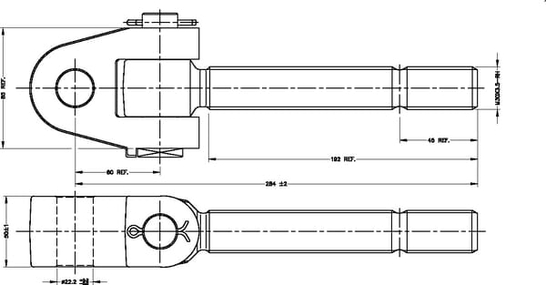 Chape articulée M30 x 3.5 D-22.0mm vue 2
