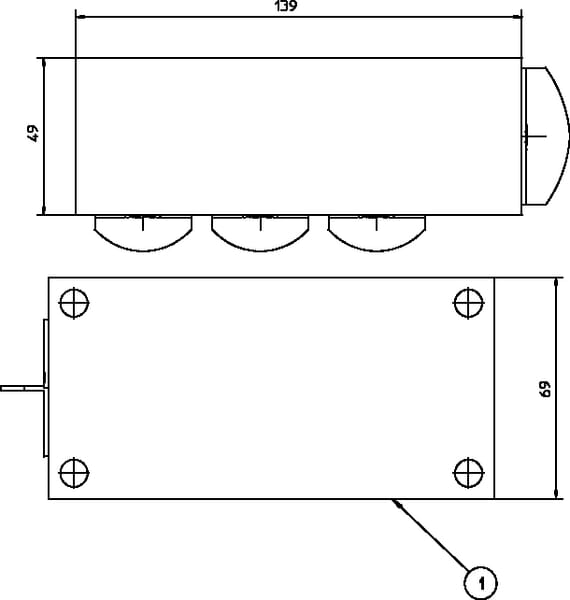 Bloc de retour 3x3/4" 1x1" vue 3