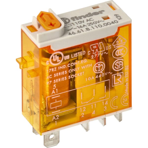 Rel.mini.industriel 1RT 16A/230V AC/AgSnO2 B.test/ind.méc. · réf. 466182304040