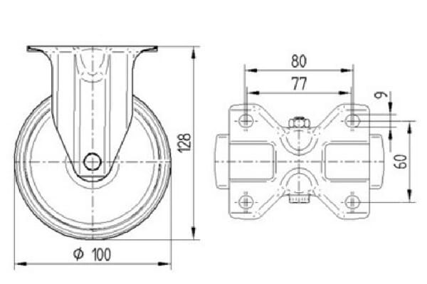 Roulettes pour charges lourdes à bandage en polyuréthane vue 3