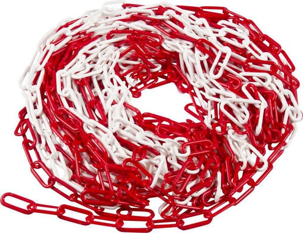 Plastový řetěz červ.-bílý 6 mm