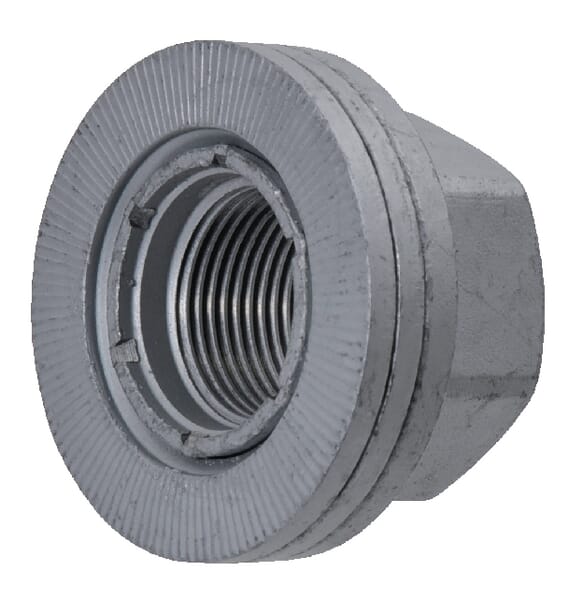 Écrou de roue M22x1,50 acier galvanisé zingué Classe 10 Nord · réf. NLWN2215DP