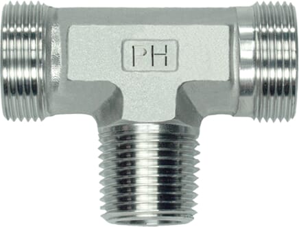 Raccord en T à filetage mâle 10L x 1/4" BSPT SS · réf. TES10LRK14SS