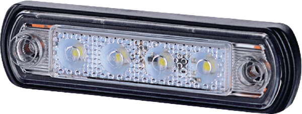 Feu de gabarit LED, 0.5/1W, rectangulaire, 12/24V, blanc, 82x31x15mm, 4 LED's, gopart — réf. LA35056