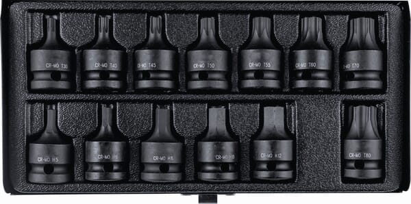 Coffret de douilles à choc 1/2" 6 pans et Torx – 13 pièces · réf. 67406STI