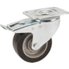 Castor wheels with double brake, plate attachment and wheel with rubber tread 200 - 500kg