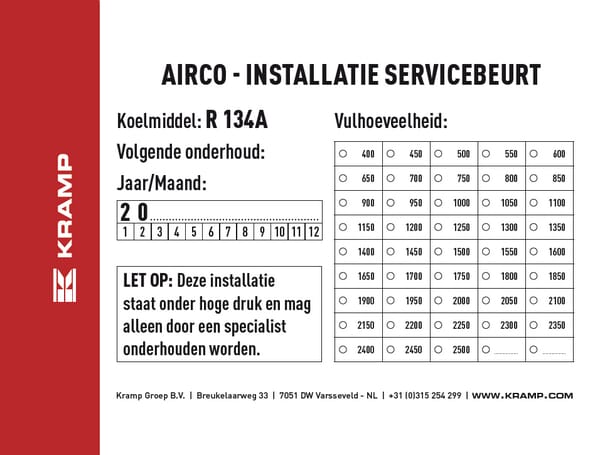 Autocollant inspection AC Hollandais Kramp — réf. KL070903