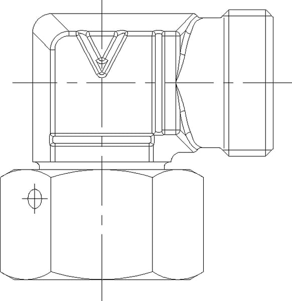 Coude pivotant 90° M52x2.0 42L vue 2