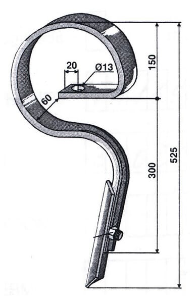 Dent à ressort droite 32x12mm avec pointe droite · réf. 5110300562