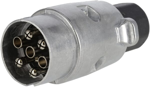 Fiche de remorque 7 pôles, aluminium, 12V, bornes à vis (paquet de 10 pièces) — réf. TR00007KRPACK