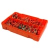Laatikollinen erilaisia kaapelien kutisteliittimiä, punaisia, 450 kpl
