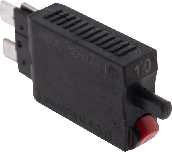 Fusible réinitialisation manuelle thermique 28V 10A longueur 51,6mm rouge E.T.A · réf. SI26010