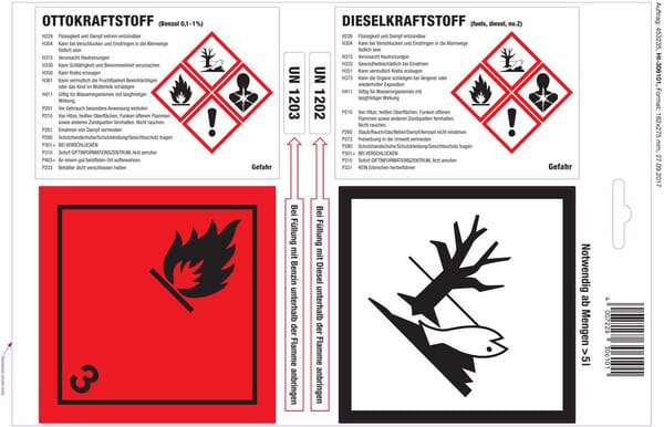 Étiquettes adhésives pour l'essence/diesel 25 feuilles · réf. JK306100