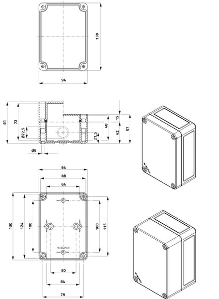 Armoire plastique 130x94x81mm vue 2